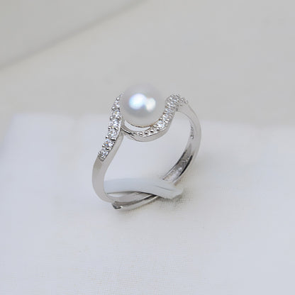Factory Price S925 Sterling Silver Pearl Ring Mounting With Zircone - Feliz Pearl 