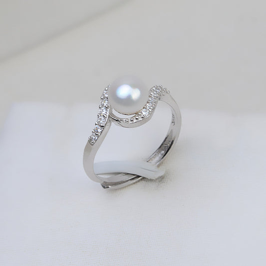 Factory Price S925 Sterling Silver Pearl Ring Mounting With Zircone - Feliz Pearl 