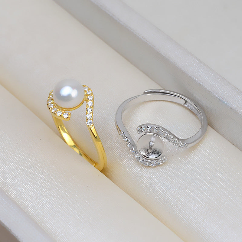 Cubic Zirconia Women Pearl Ring Setting-Feliz Pearl - Feliz Pearl 