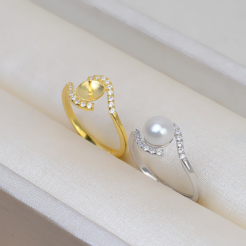 Cubic Zirconia Women Pearl Ring Setting-Feliz Pearl - Feliz Pearl 