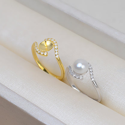 Cubic Zirconia Women Pearl Ring Setting-Feliz Pearl - Feliz Pearl 