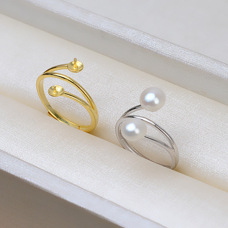 Double Pearls Pearl Ring Settings-Pearl Jewelry Mountings - Feliz Pearl 