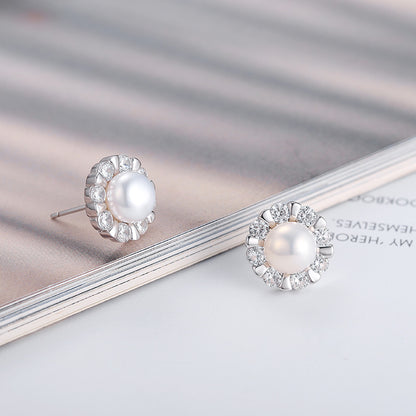 Daily Pearl Jewelry Setting S925 Sterling Silver Cubic Zirconia Sunflower Earring Mounting - Feliz Pearl 