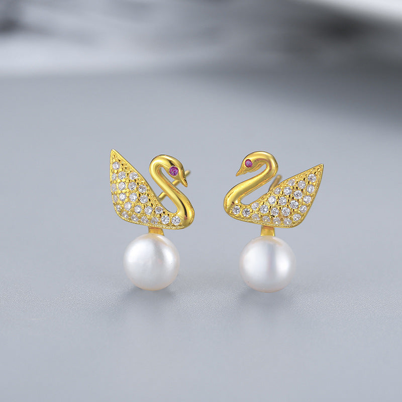 Silver Swan Pearl Earring Setting-Jewelry Setting Supplier - Feliz Pearl 