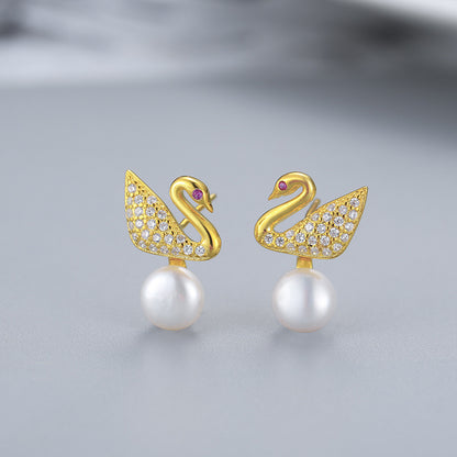 Silver Swan Pearl Earring Setting-Jewelry Setting Supplier - Feliz Pearl 