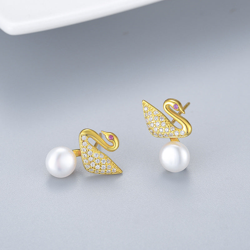Silver Swan Pearl Earring Setting-Jewelry Setting Supplier - Feliz Pearl 