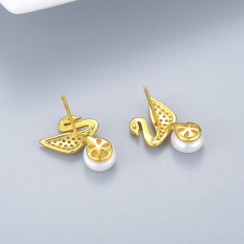 Silver Swan Pearl Earring Setting-Jewelry Setting Supplier - Feliz Pearl 