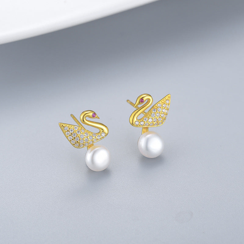 Silver Swan Pearl Earring Setting-Jewelry Setting Supplier - Feliz Pearl 
