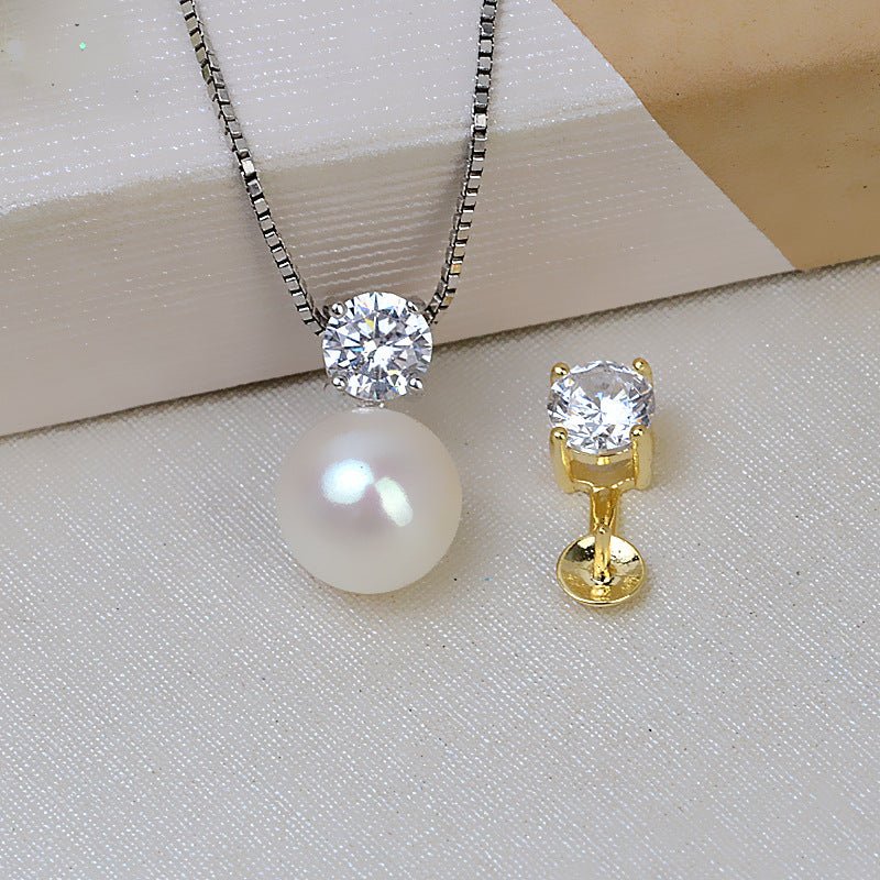 Daily Cubic Zirconia 925 Sterling Silver Pearl Pendant Mounting - Feliz Pearl 