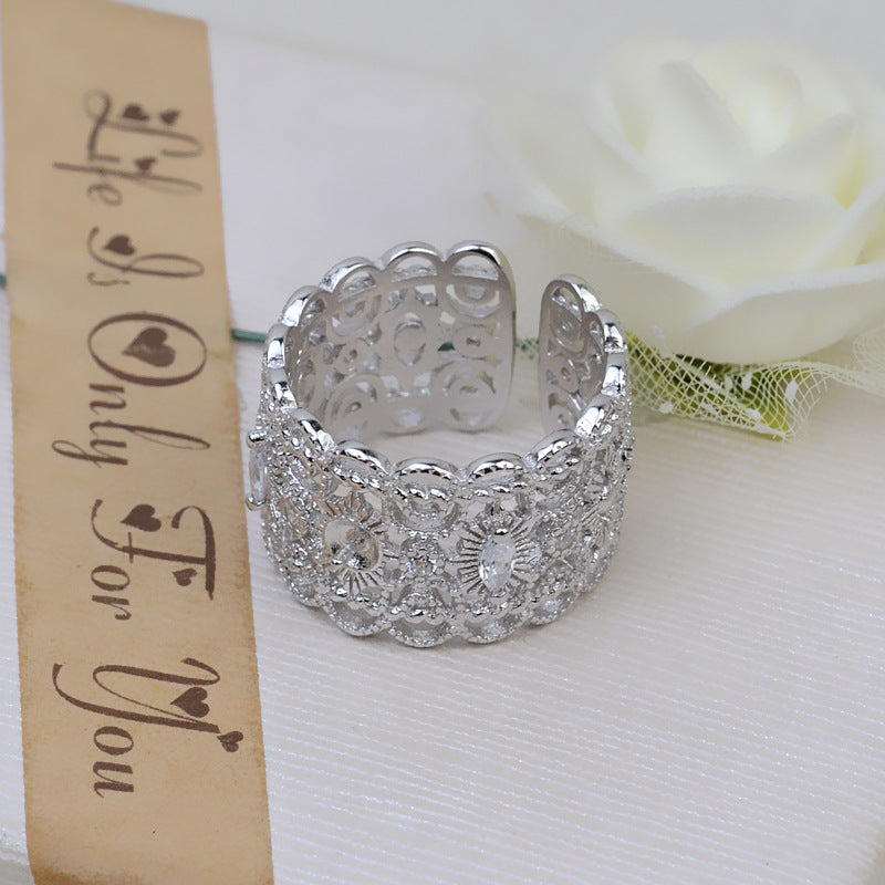 Luxury Courtly Style Pearl Ring Wide Band Women Ring Setting - Feliz Pearl 