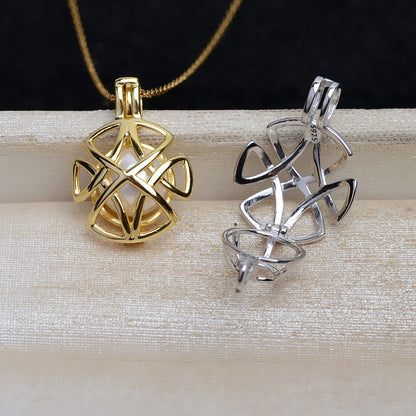 Wholesale Twisted Flower Pearl Cage Pendant-Feliz Pearl - Feliz Pearl 