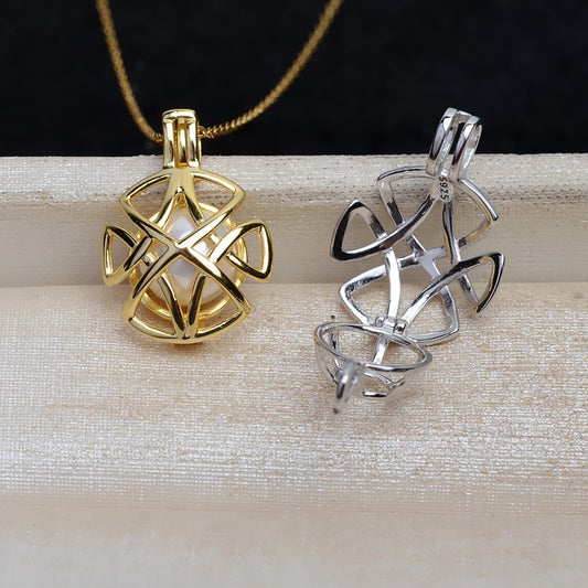 Wholesale Twisted Flower Pearl Cage Pendant-Feliz Pearl - Feliz Pearl 