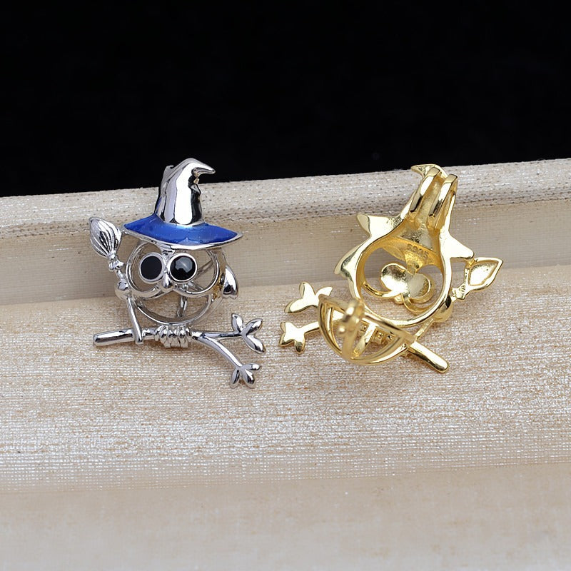 S925 Sterling Silver Happy Witch Pearl Cage Pendant - Feliz Pearl 