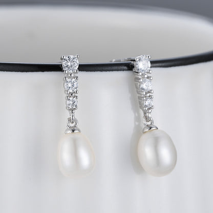 Wholesale Silver Dangle Pearl Earring Setting- Feliz Pearl - Feliz Pearl 
