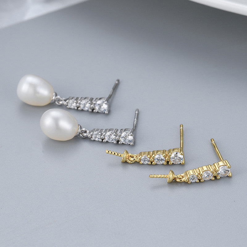 Wholesale Silver Dangle Pearl Earring Setting- Feliz Pearl - Feliz Pearl 