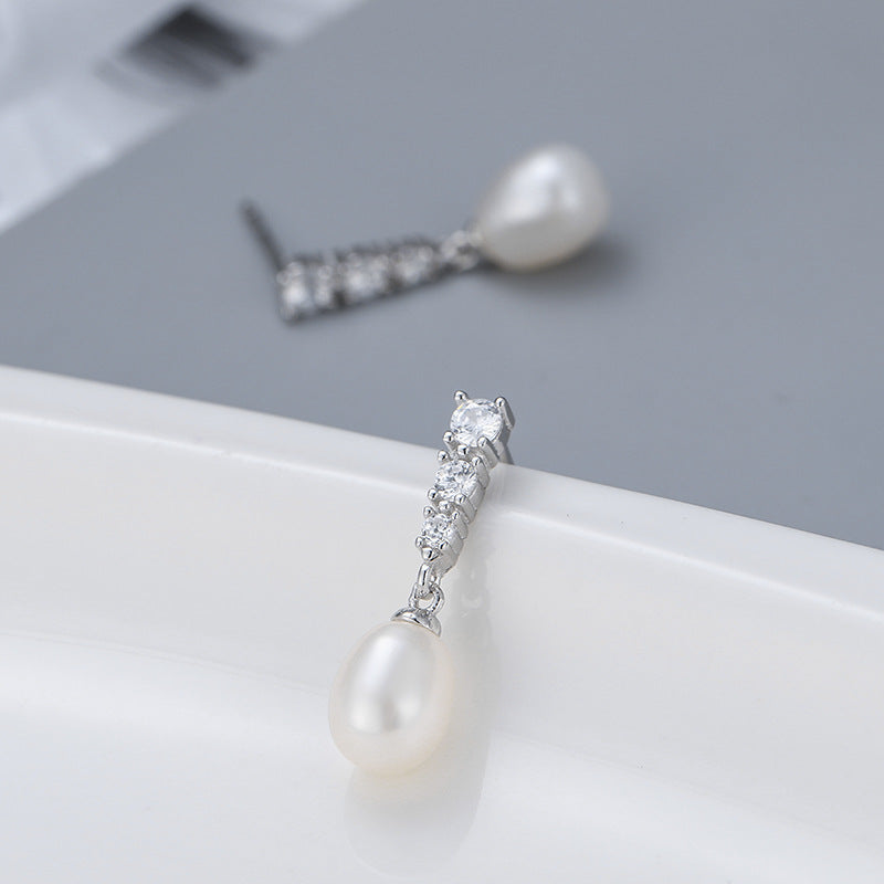 Wholesale Silver Dangle Pearl Earring Setting- Feliz Pearl - Feliz Pearl 