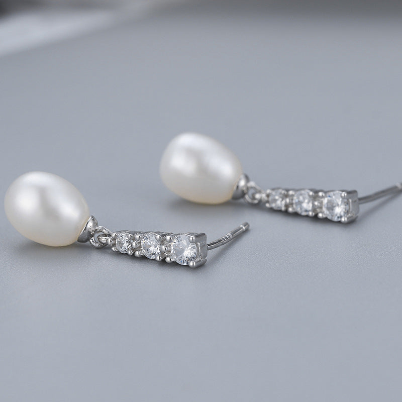 Wholesale Silver Dangle Pearl Earring Setting- Feliz Pearl - Feliz Pearl 