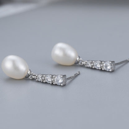 Wholesale Silver Dangle Pearl Earring Setting- Feliz Pearl - Feliz Pearl 