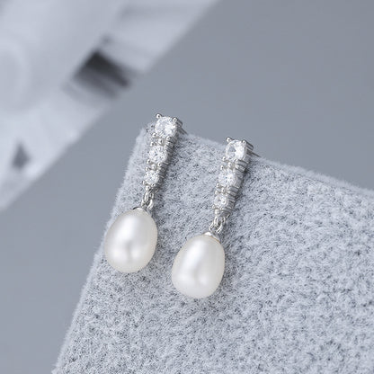 Wholesale Silver Dangle Pearl Earring Setting- Feliz Pearl - Feliz Pearl 