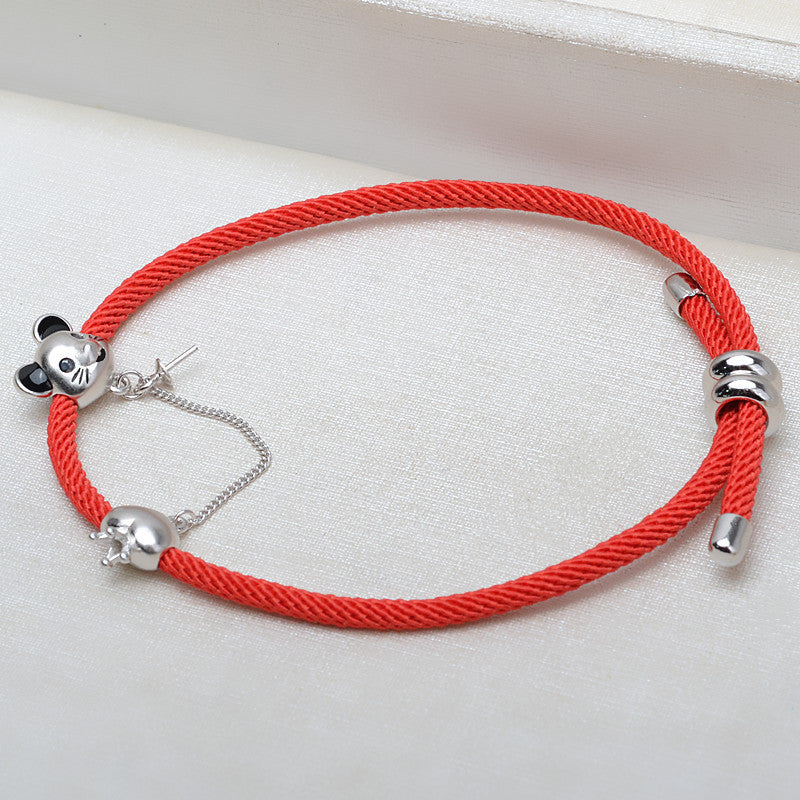 Lovely Mouse Red Rope Pearl Bracelet Setting-Feliz Pearl - Feliz Pearl 