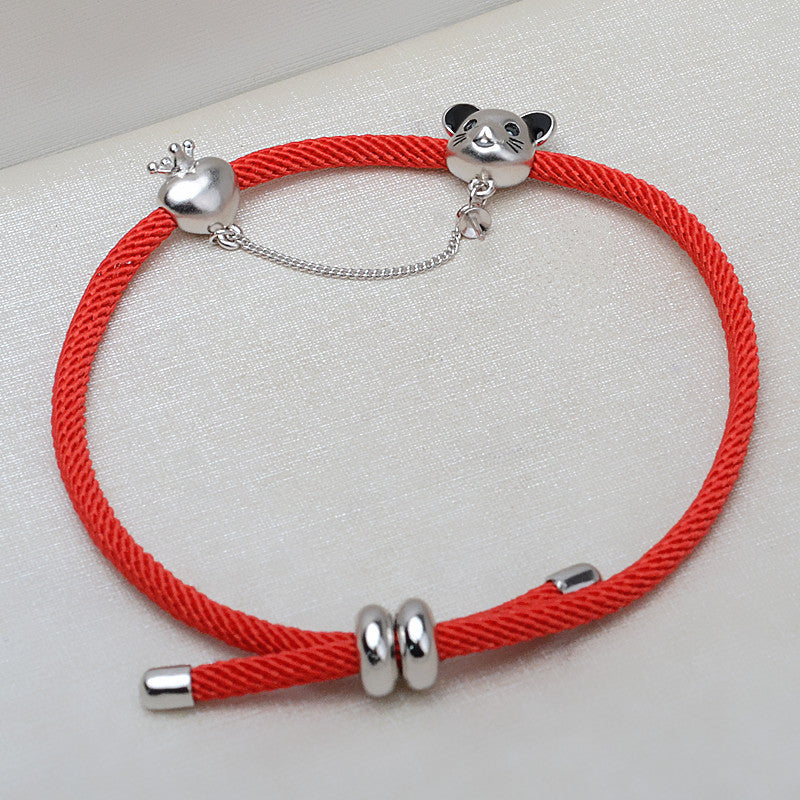 Lovely Mouse Red Rope Pearl Bracelet Setting-Feliz Pearl - Feliz Pearl 
