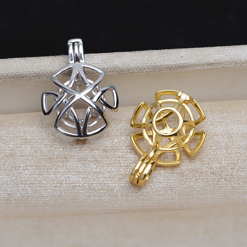 Wholesale Twisted Flower Pearl Cage Pendant-Feliz Pearl - Feliz Pearl 