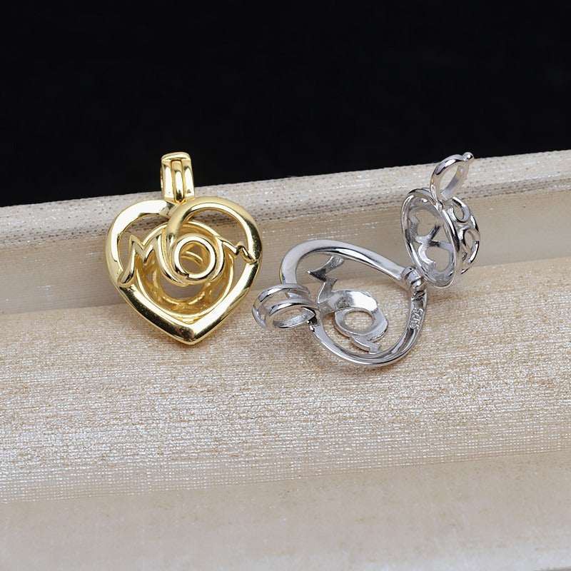 S925 Sterling Silver Mom Pearl Cage Pendant - Feliz Pearl 
