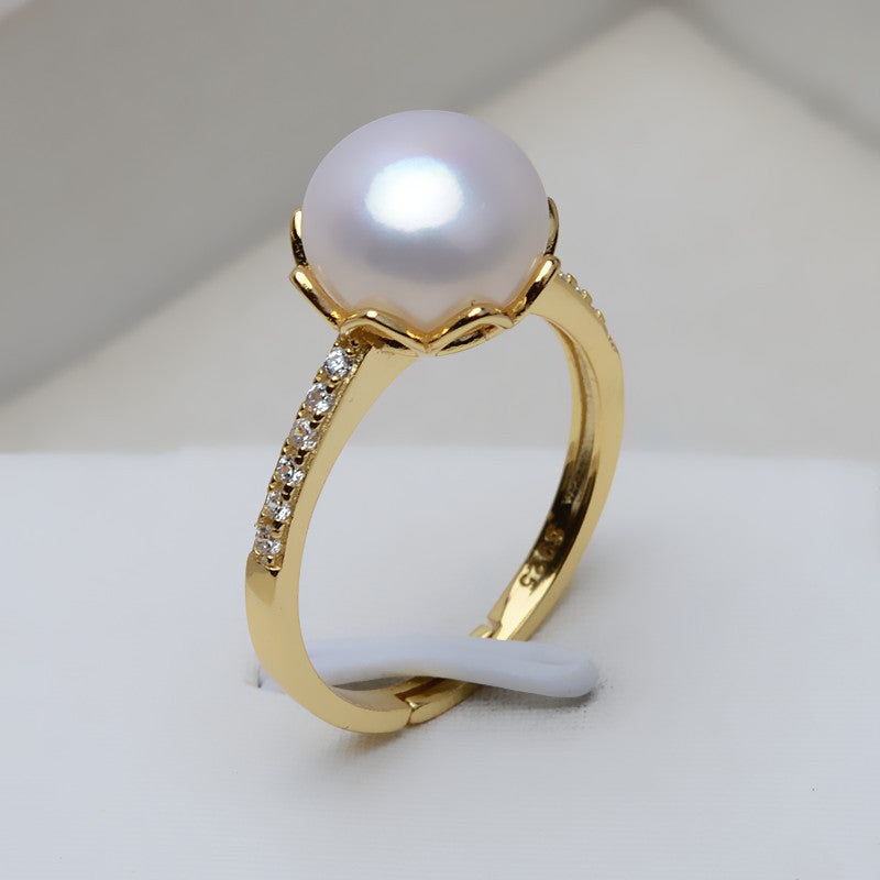 S925 Sterling Silver Round Pearl Ring Settings-Feliz Pearl - Feliz Pearl 