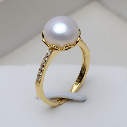 S925 Sterling Silver Round Pearl Ring Settings-Feliz Pearl - Feliz Pearl 