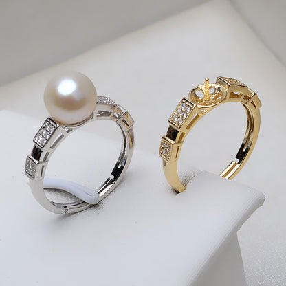 S925 Silver Vintage Pearl Ring Mounting-Wide Band Ring Setting - Feliz Pearl 