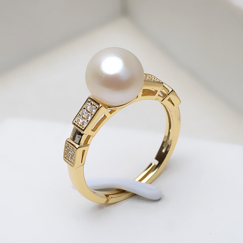 S925 Silver Vintage Pearl Ring Mounting-Wide Band Ring Setting - Feliz Pearl 