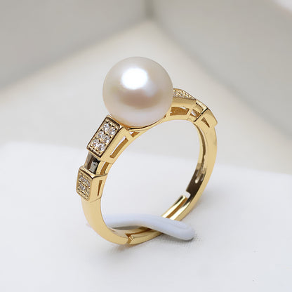 S925 Silver Vintage Pearl Ring Mounting-Wide Band Ring Setting - Feliz Pearl 