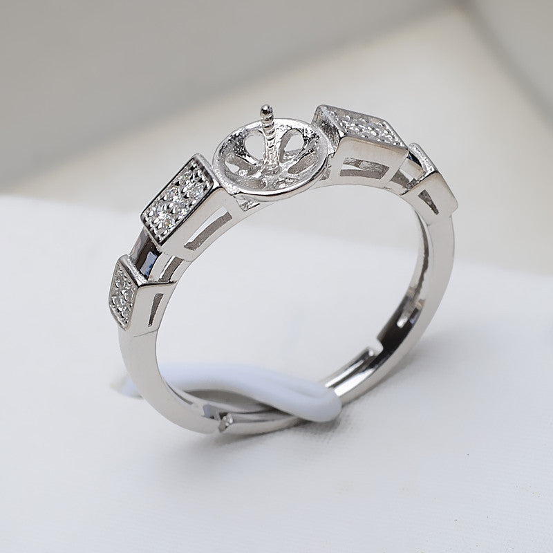 S925 Silver Vintage Pearl Ring Mounting-Wide Band Ring Setting - Feliz Pearl 