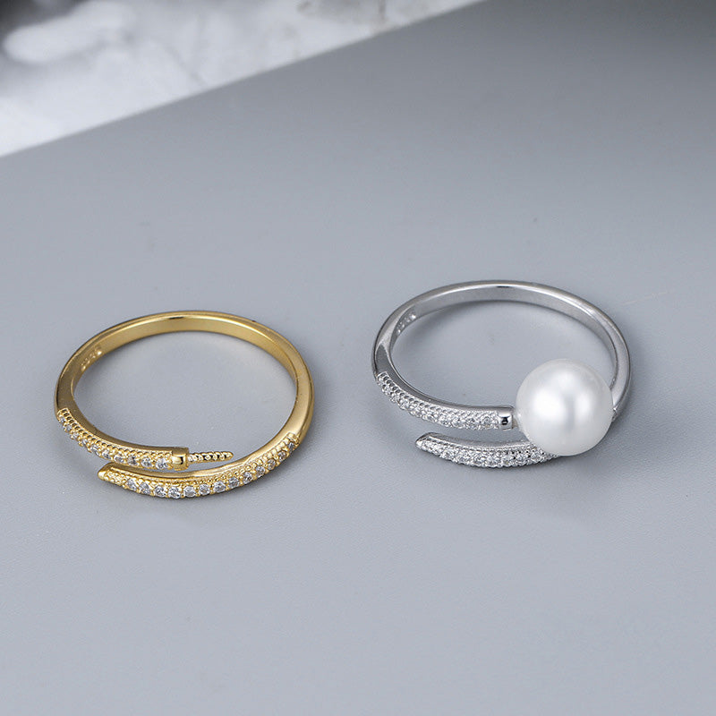 Wholesale S925 Sterling Silver CZ Pearl Ring Mountings-Feliz Pearl - Feliz Pearl 