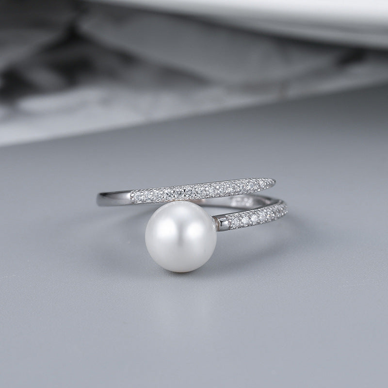Wholesale S925 Sterling Silver CZ Pearl Ring Mountings-Feliz Pearl - Feliz Pearl 
