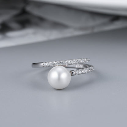 Wholesale S925 Sterling Silver CZ Pearl Ring Mountings-Feliz Pearl - Feliz Pearl 