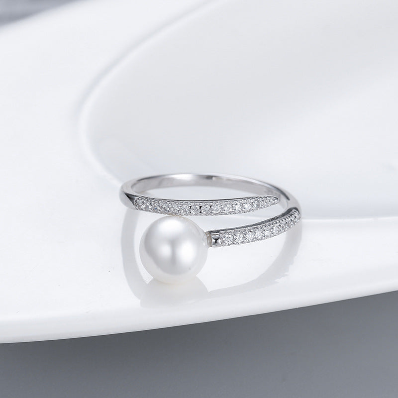 Wholesale S925 Sterling Silver CZ Pearl Ring Mountings-Feliz Pearl - Feliz Pearl 