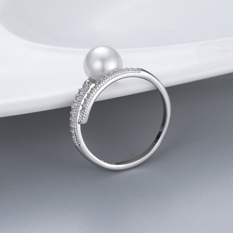 Wholesale S925 Sterling Silver CZ Pearl Ring Mountings-Feliz Pearl - Feliz Pearl 