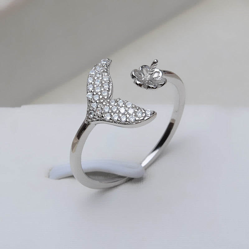 CZ Mermaid Tail Pearl Jewelry Mounting-S925 Sterling Silver - Feliz Pearl 