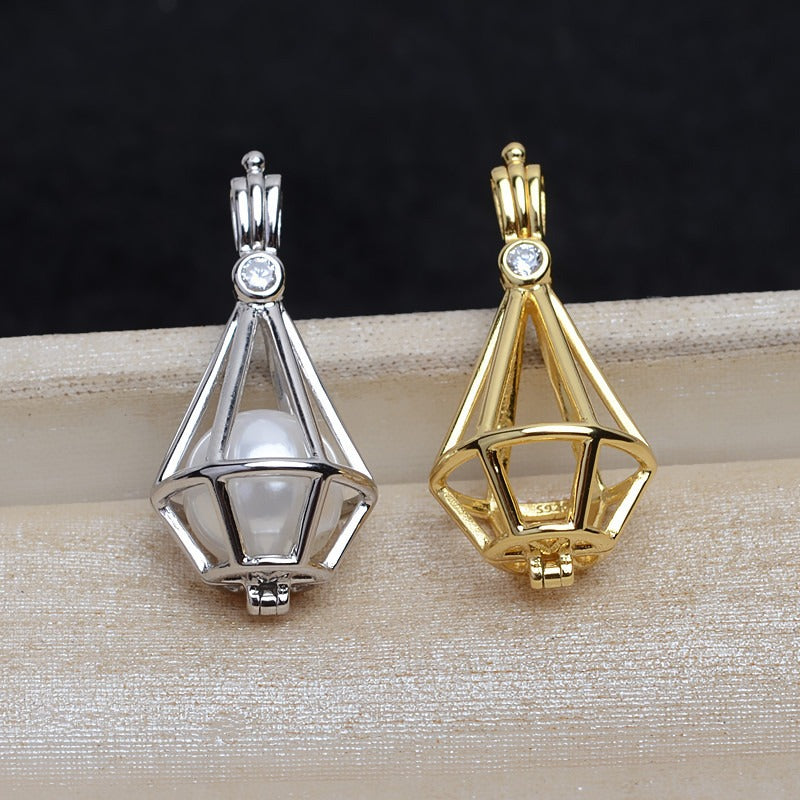 Feliz Pearl Triangle Lantern Pearl Cage Pendant - Feliz Pearl 