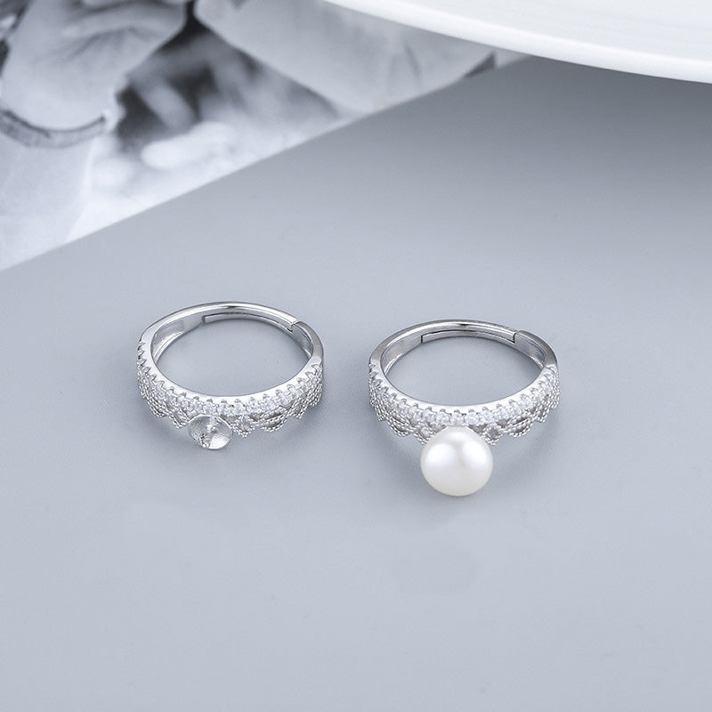 S925 Sterling Silver Chic Lace Design Pearl Ring Setting-Feliz Pearl - Feliz Pearl 