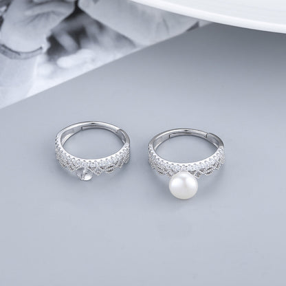 S925 Sterling Silver Chic Lace Design Pearl Ring Setting-Feliz Pearl - Feliz Pearl 