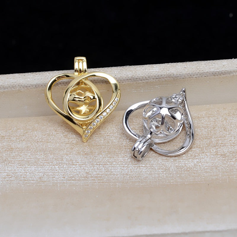Silver Hand to Hand Pearl Cage Pendant-Feliz Pearl - Feliz Pearl 