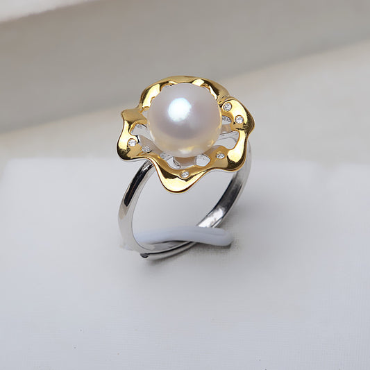 New Design S925 Sterling Silver Lotus Flower Pearl Ring Mounting - Feliz Pearl 