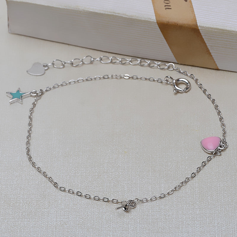 Star& Heart Pearl Bracelet Setting- S925 Silver Jewelry Setting - Feliz Pearl 