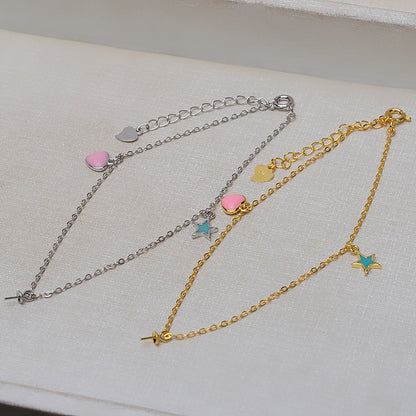 Star& Heart Pearl Bracelet Setting- S925 Silver Jewelry Setting - Feliz Pearl 