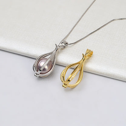 S925 Silver Big Size Bird's Cage Pearl Cage Pendant - Feliz Pearl 