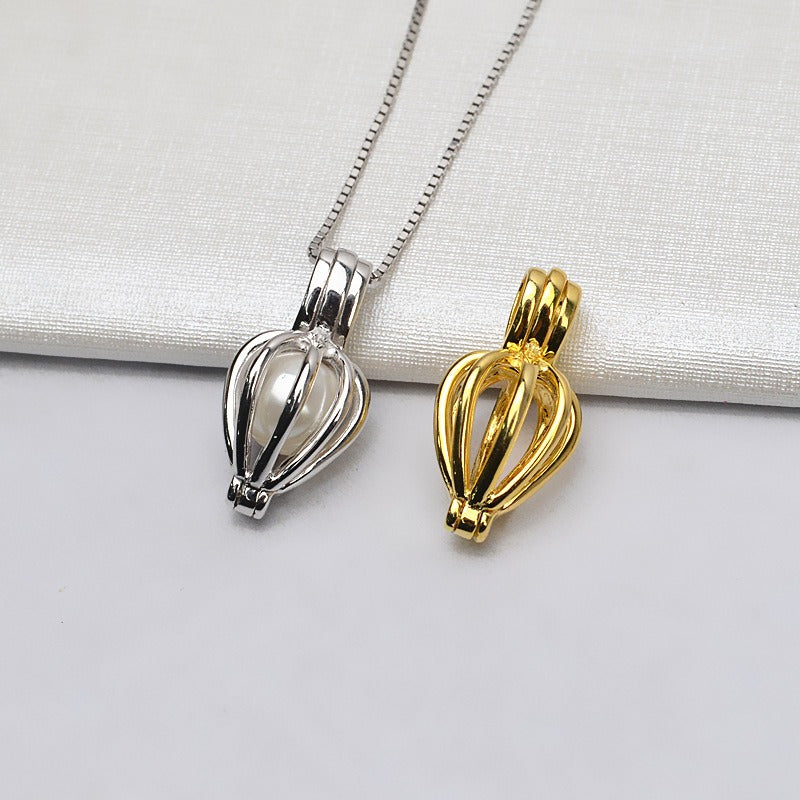 S925 Sterling Silver Balloon Pearl Cage Pendant - Feliz Pearl 