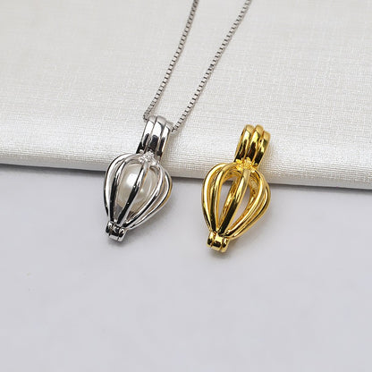 S925 Sterling Silver Balloon Pearl Cage Pendant - Feliz Pearl 
