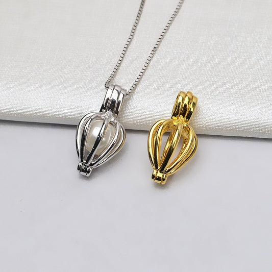 S925 Sterling Silver Balloon Pearl Cage Pendant - Feliz Pearl 